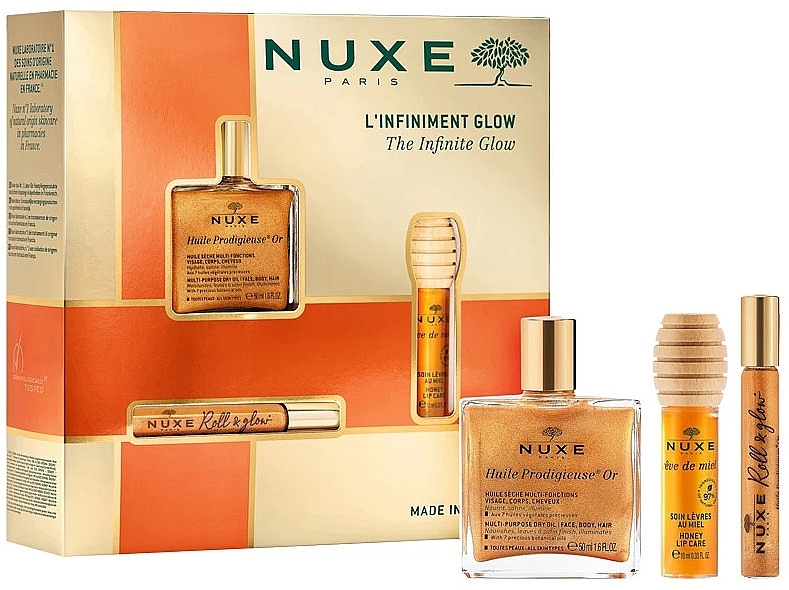 Set - Nuxe Huile Prodigieuse The Infinite Glow (oil/50ml+oil/roll-on/8ml+lip/balm/10ml) — photo N2