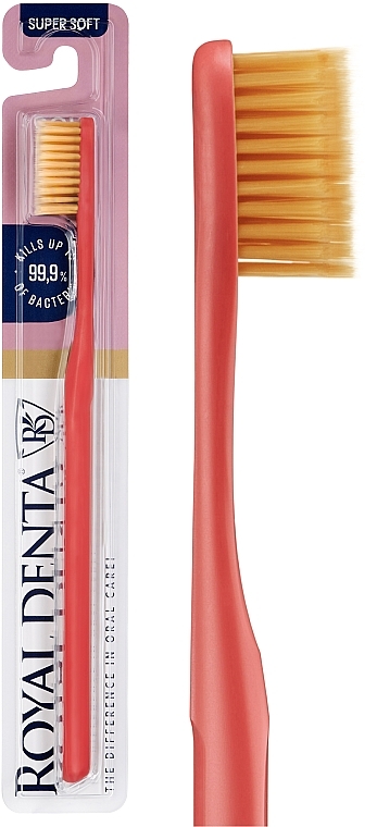 Extra Soft Toothbrush with Gold, coral red - Royal Denta Gold Super Soft — photo N2