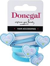 Fragrances, Perfumes, Cosmetics Hair Clip & Tie Set, FA-5663+1, blue with hearts - Donegal