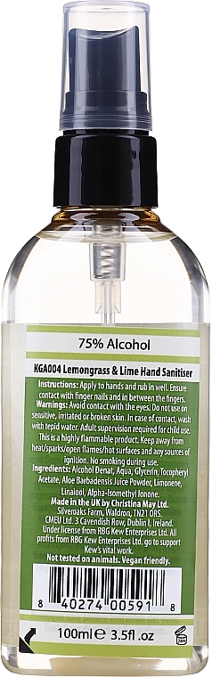 Lemongrass & Lime Hand Sanitizer - Royal Botanic Gardens Kew Lemongrass & Lime Hand Sanitiser — photo N16
