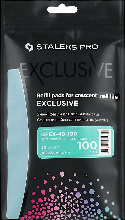 Refill Pads for Straight Nail File Exclusive 40, DFEX-40-100 - Staleks Pro Exclusive — photo N1