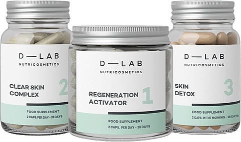 “Perfect skin” set for 2 months - D-Lab Nutricosmetics Perfect-Skin Program 2 Months (caps/6x56pcs) — photo N1