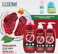 Fragrances, Perfumes, Cosmetics Set - Eloderma Pomegranate (shmp/400ml + b/lot/300ml + l/soap/300ml + b/sponge)