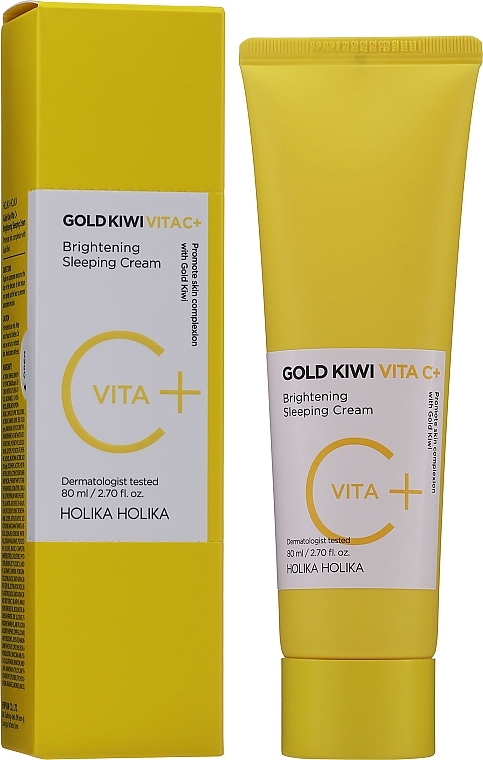 Brightening Night Face Cream - Holika Holika Gold Kiwi Vita C+ Brightening Sleeping Cream — photo N14