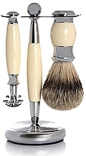 Shaving Set - Golddachs Finest Badger, Safety Razor Ivory Chrom (sh/brush + razor + stand) — photo N1