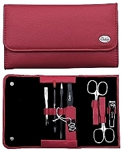 Fragrances, Perfumes, Cosmetics Manicure Set 'Summer Folding', 7 pieces in a red case - Credo Solingen Luxurious