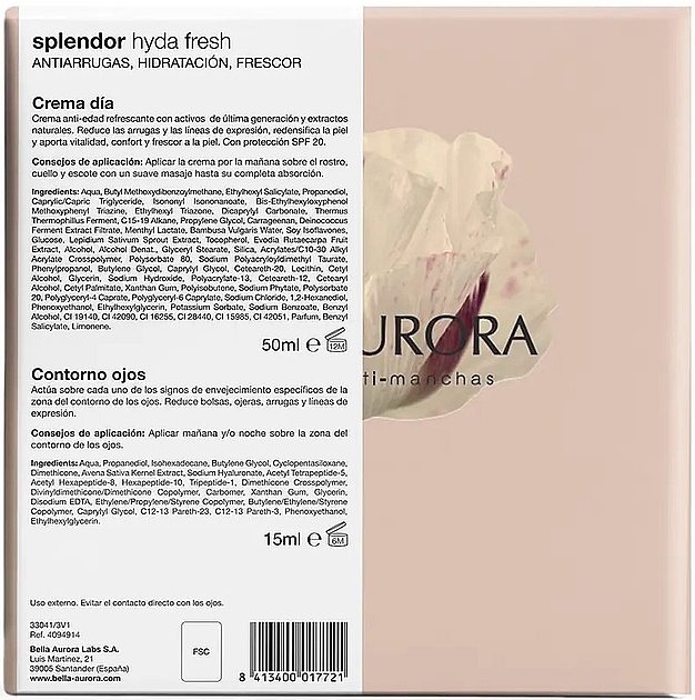 Set - Bella Aurora Splendor Hydra Fresh Set (f/cr/50 ml + eye/cr/15 ml) — photo N2