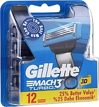 Shaving Razor Rifills, 12 pcs. - Gillette Mach3 Turbo — photo N8