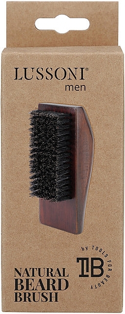 Beard Brush with Natural Boar Bristles, rectangular - Lussoni Men Natural Baerd Brush — photo N8