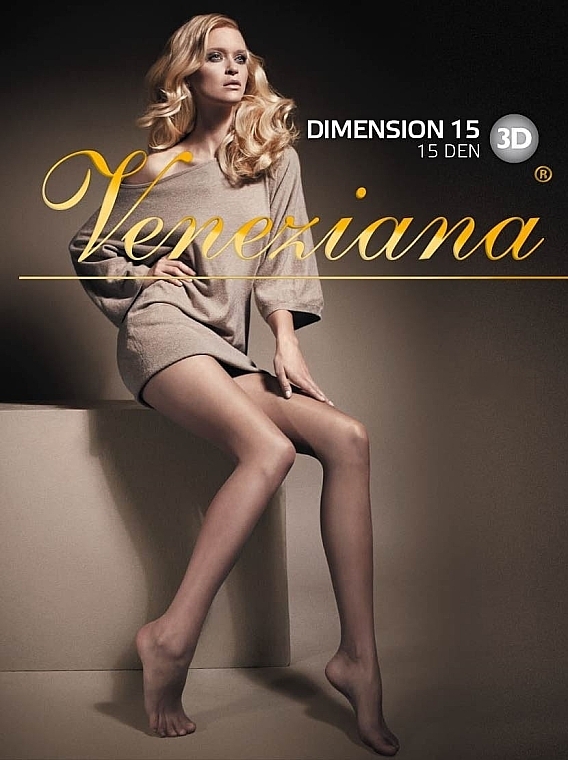 Tights "Dimension 3D", 15 Den, cognac - Veneziana — photo N1