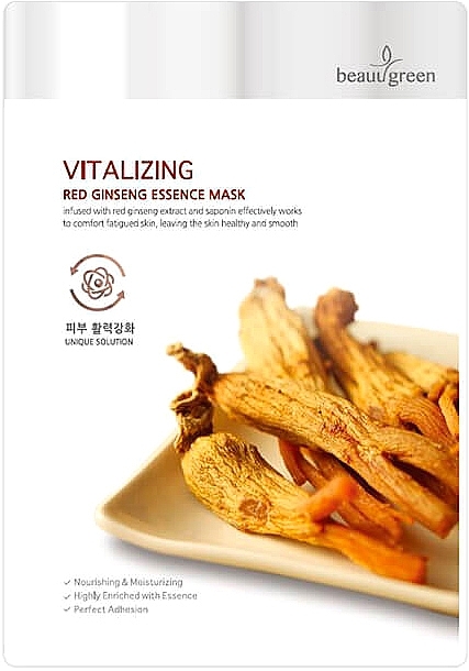 Facial Sheet Mask with Red Ginseng Extract - Beauugreen Vitalizing Red Ginseng Essence — photo N1