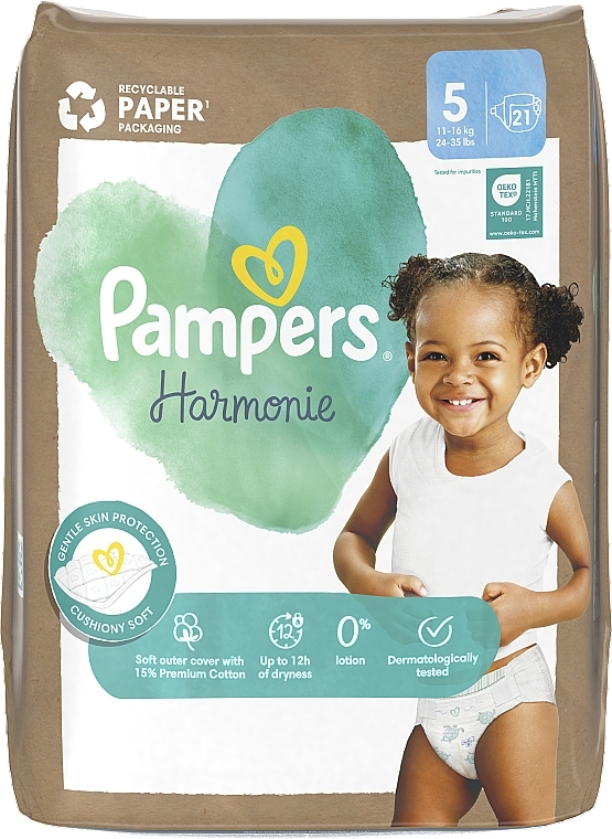 Diapers Harmonie, size 5, 11-16 kg, 21 pcs - Pampers — photo N2