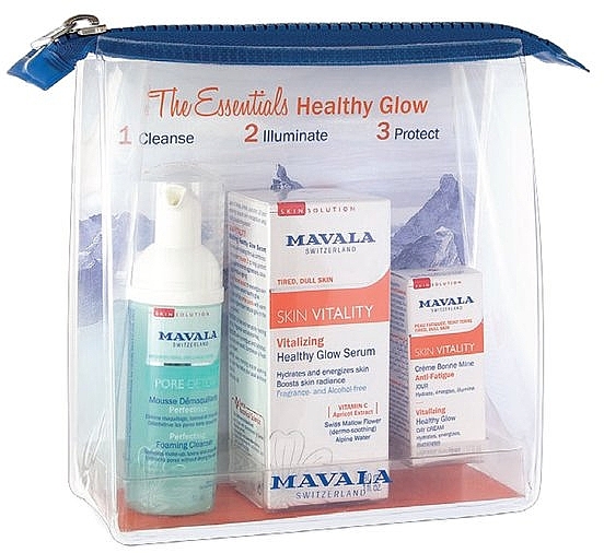 Set - Mavala The Essentials Healthy Glow (foam/50ml + ser/30ml + cr/5ml + bag/1pc) — photo N1