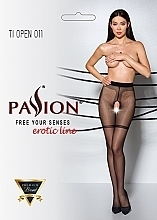 Erotic Tights with Cutout 'Tiopen' 011, 20 Den, black - Passion — photo N1