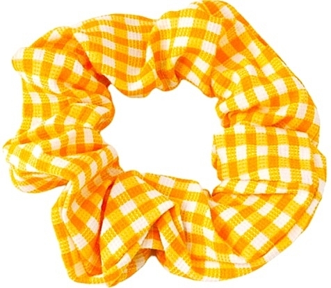 Scrunchie, yellow with small checkered pattern - Lolita Accessories — photo N1