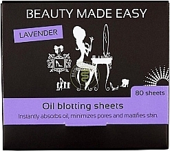 Mattifying Face Wipes 'Lavender' - Beauty Made Easy Oil Blotting Sheets Lavender — photo N2