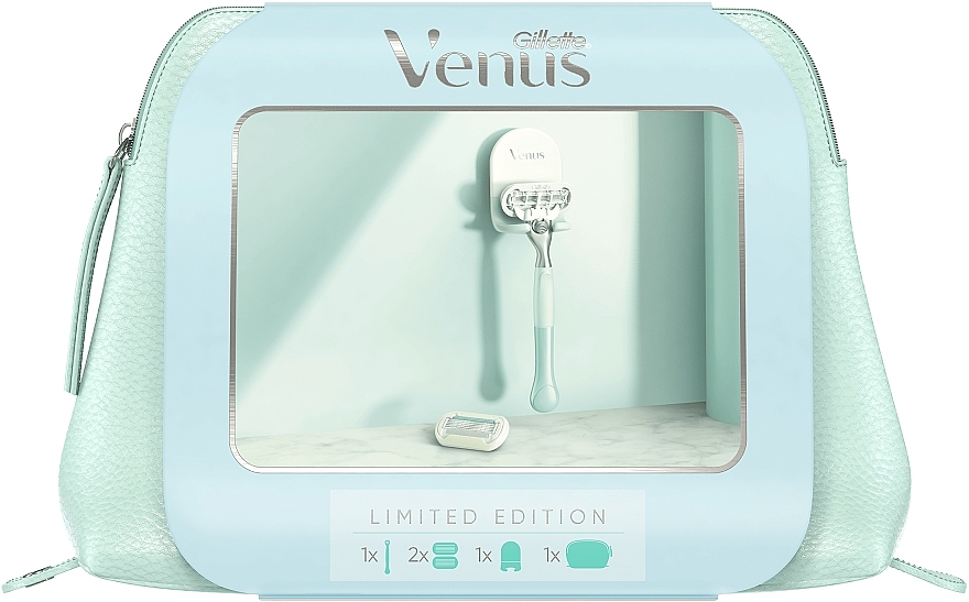 Set - Gillette Venus Extra Smooth Sensitive (razor/1pcs + refil/2pcs + case + pouch) — photo N1