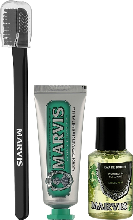 Toothpaste Travel Set - Marvis (toothpast/25ml + mouthwash/30ml + toothbrush/1pcs) — photo N2