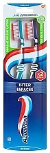 Fragrances, Perfumes, Cosmetics Medium Hard Toothbrush Set, blue+blue - Aquafresh Inter Espaces Medium