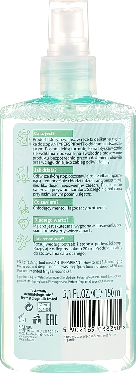 Foot Antiperspirant Spray - Bielenda Minty Fresh Foot Care Antiperspirant — photo N2