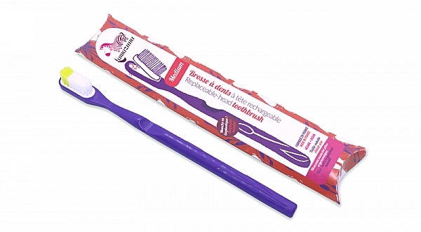 Bioplasty Toothbrush with Replaceable Head, medium, purple - Lamazuna Toothbrush — photo N1