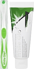 Fragrances, Perfumes, Cosmetics Set with White-Green Toothbrush - White Glo Herbal White Set (t/paste/100ml + t/brush/1pc + dental/flosser)