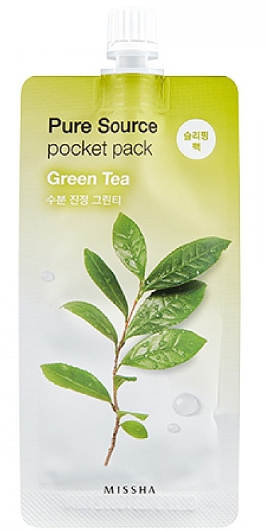 Green Tea Night Face Mask - Missha Pure Source Pocket Pack Green Tea — photo N1