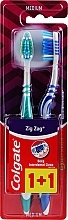 Zig Zag Plus Medium Toothbrush, naby + green - Colgate Zig Zag Plus Medium — photo N2