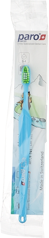 Baby Toothbrush, 0-4 years, blue (polyethylene packaging) - Paro Swiss Baby Brush — photo N1