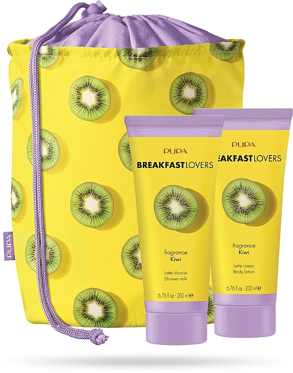 Set - Pupa Breakfast Lovers Kiwi Kit 1 (sh/milk/200ml + b/lot/200ml+ bag) — photo N1