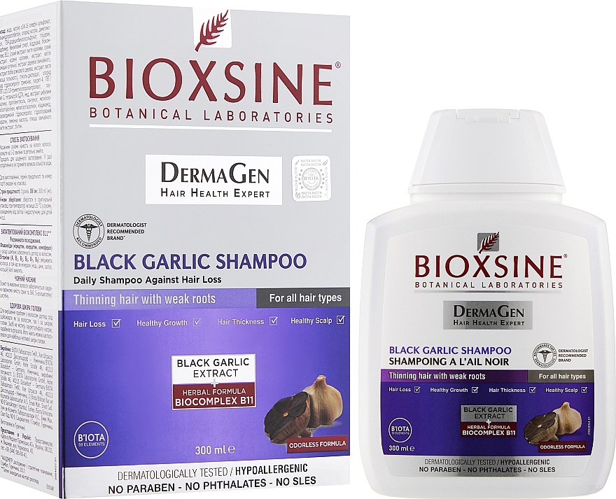 Daily Anti Hair Loss Shampoo - Biota Bioxsine DermaGen Black Garlic Shampoo — photo N7