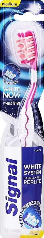 Medium Toothbrush, pink - Signal White System Medium — photo N1