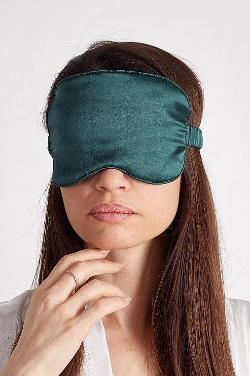 Natural Silk Sleep Mask with Pouch, emerald - de Lure Sleep Mask — photo N2