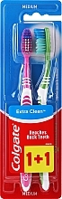 Toothbrush Medium, pink + green - Colgate Extra Clean Medium — photo N1