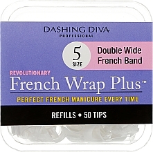 Wide Tips 'French Smile+' - Dashing Diva French Wrap Plus Double Wide White 50 Tips (Size 5) — photo N1