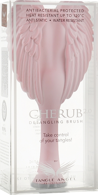 Compact Angel Hair Brush, light pink & gray - Tangle Angel Cherub 2.0 Soft Touch Pink — photo N1