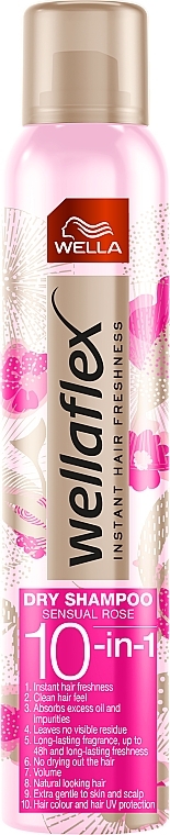 Dry Shampoo - Wella Wellaflex Dry Shampoo Sensual Rose 10-in-1 — photo N3