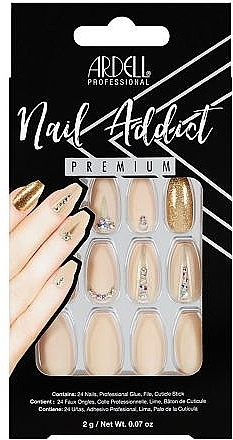 Fake Nails Set - Ardell Nail Addict Premium Artifical Nail Set Nude Jeweled — photo N1