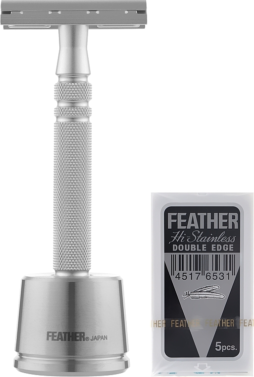 Razor with 5 Refill Blades & Stand "AS-D2S" - Feather — photo N4