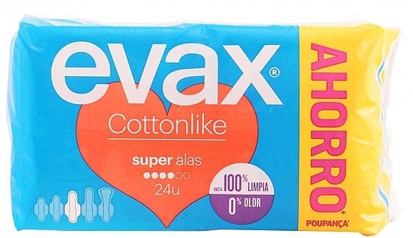 Sanitary Napkins "Super", with Wings, 24pcs - Evax Cottonlike — photo N6