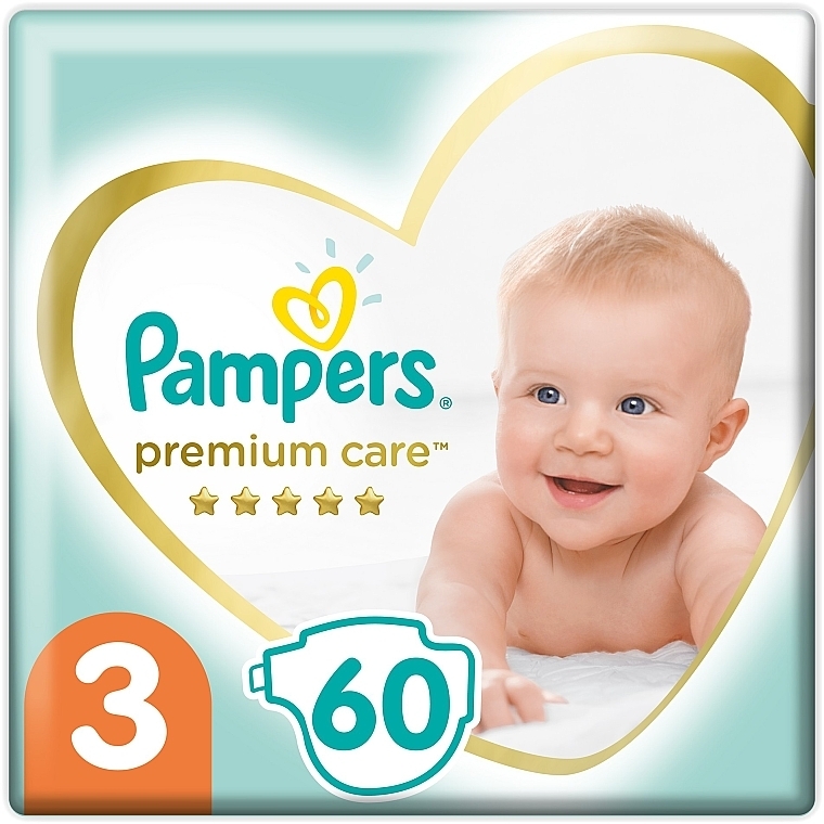 Pampers Premium Care Diapers Size 3 (Midi), 6-10kg, 60 pcs - Pampers — photo N4
