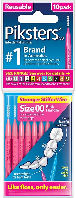 Interdental Brush, Size 00, Pink - Piksters Interdental Brushes Pink Size 00 — photo N1