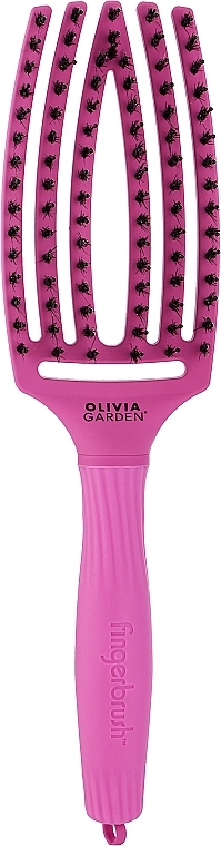 Curved Blow-Out Hair Brush, pink - Olivia Garden Fingerbrush Think Pink 2022 Bright Pink — photo N1
