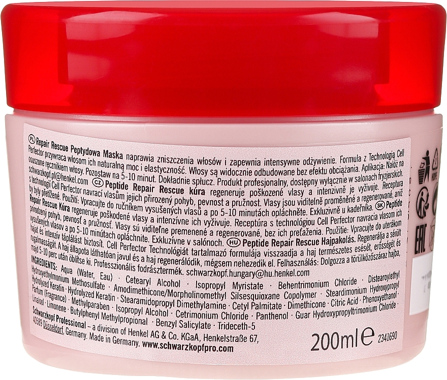 Repair Mask for Thin & Normal Damaged Hair - Schwarzkopf Professional BC Bonacure Peptide Repair Rescue Treatment Mask — photo N29