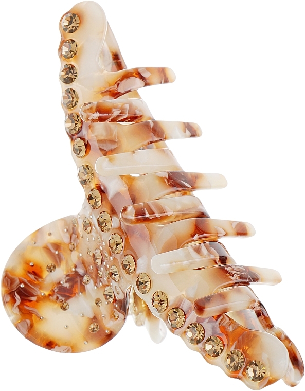 Claw Clip 'Arch with Crystals', 291, beige-brown - Elite — photo N2