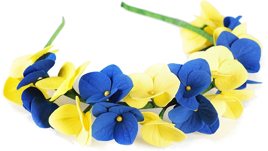 Hair Hoop "Yellow-Blue Hydrangea" - Katya Snezhkova — photo N1