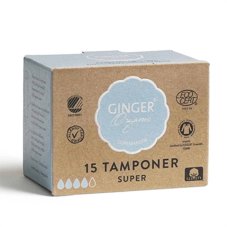 Tampons without Applicator "Super", 15 pcs - Ginger Organic — photo N3