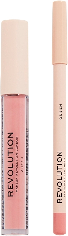 Lip Makeup Set - Makeup Revolution Lip Contour Kit Queen (lip/gloss/3ml + lip/pencil/0.8g) — photo N8