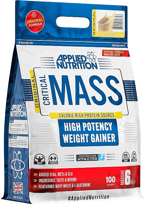 Banana High Efficiency Gainer - Applied Nutrition Critical Mass High Potency Weight Gainer Banana — photo N1