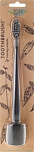 Kids Toothbrush, soft - The Natural Family Co Bio Brush & Stand Pirate Black — photo N7